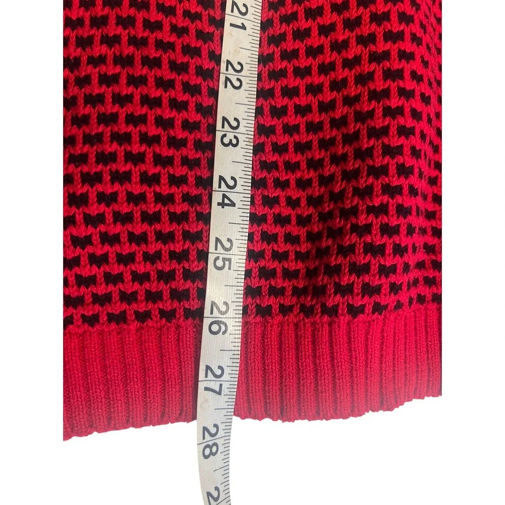 Karen Scott‎ Red Black Houndstooth Knit V-Neck Sweater Pullover Size 0X NWOT